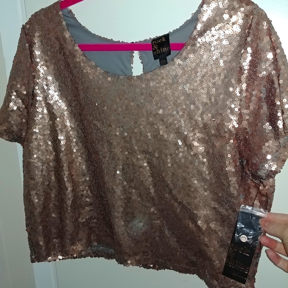 Gold Sequin Crop Top